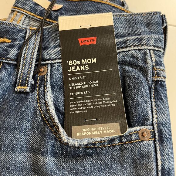 Levi's Premium Women 80s Mom Zip Fly High Rise Tapered Leg Jeans 23x30 Blue NWT - Picture 3 of 15